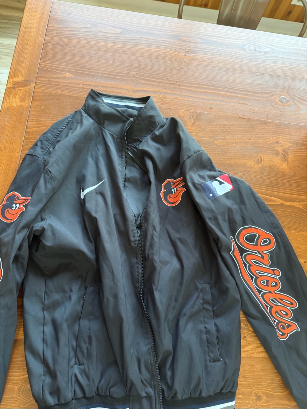 Nike Black and Orange Baltimore Orioles Windbreaker Jacket